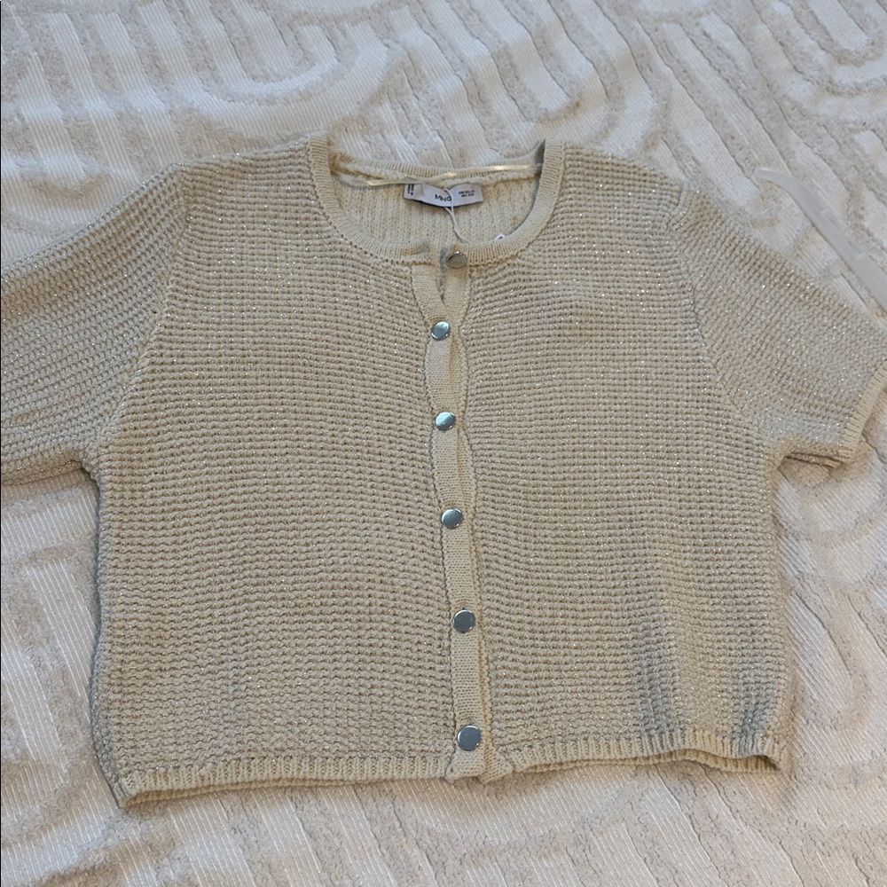 mango short-sleeve knit cardigan blouse